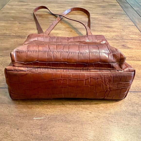 Valerie Stevens Alligator Embossed Handbag Brown Leather 0.01=S-1495 - Picture 5 of 11